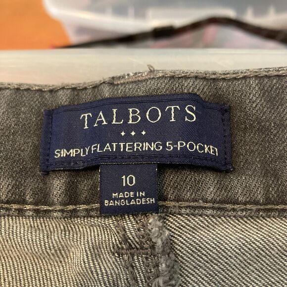 Talbots Jeans Womens Sz 10 Gray Simply Flattering 5 Pocket Cotton Stretch Taper - Picture 5 of 10